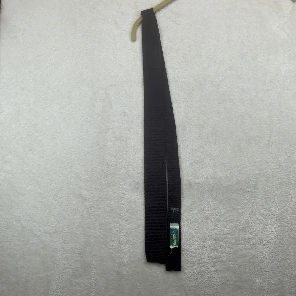 Tattersall Knit Tie Navy Blue Silk Men's Vintage Square End Necktie